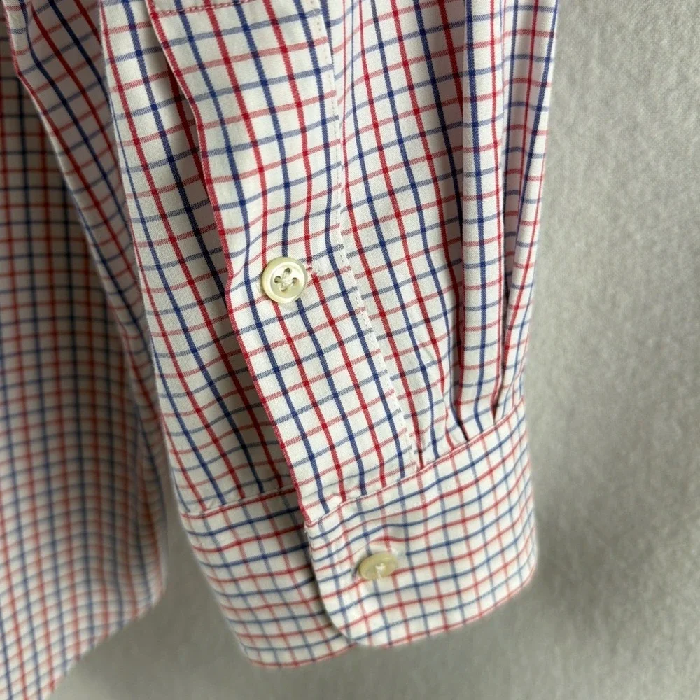 Ralph Lauren Blake Shirt Mens Large Red Blue Check Two-Ply Cotton Long Sleeve